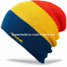 Kundenspezifisch gestickter Ski-Hut-Flip-Beanie-Hut Acryl-gerippter Jungen-Schnee-Strickmütze